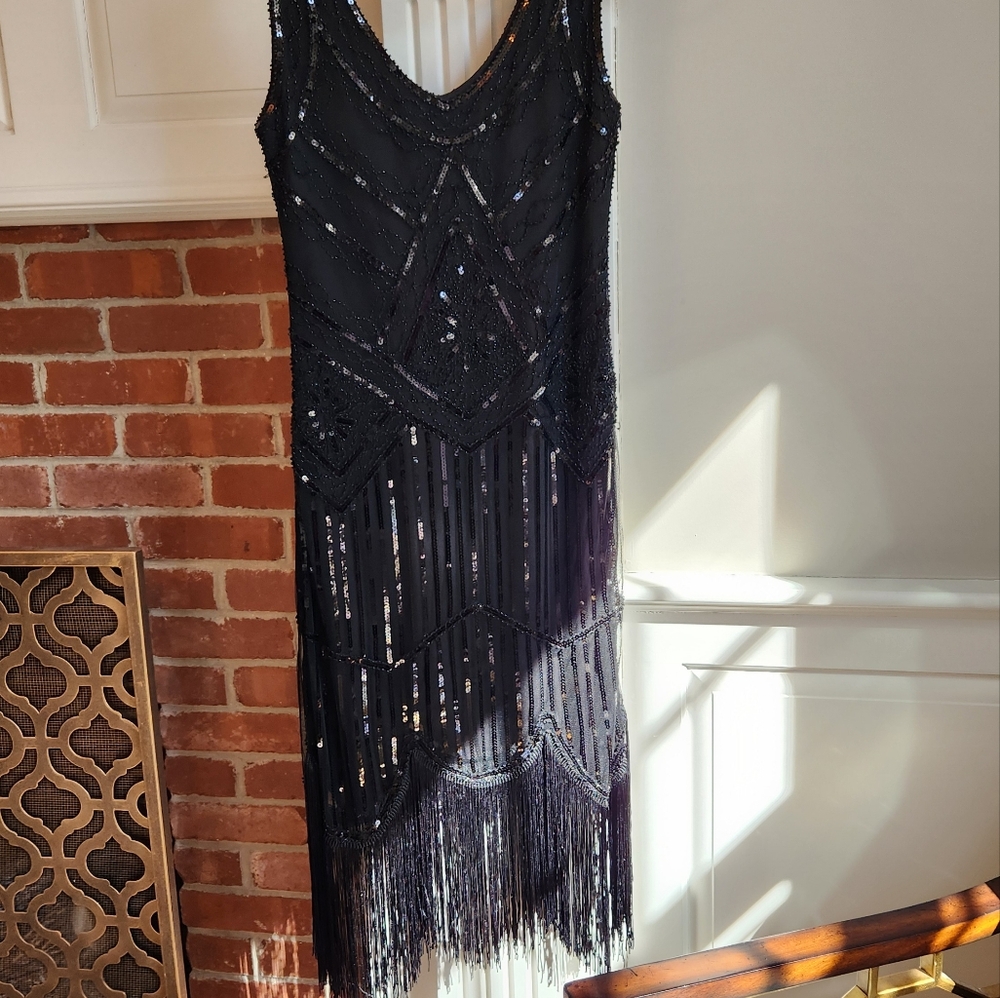Elegant Black Fringe Dress